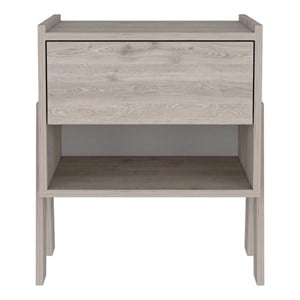 Pemberly Row Nightstand with Drawer and Shelf 21.88in High in Gray