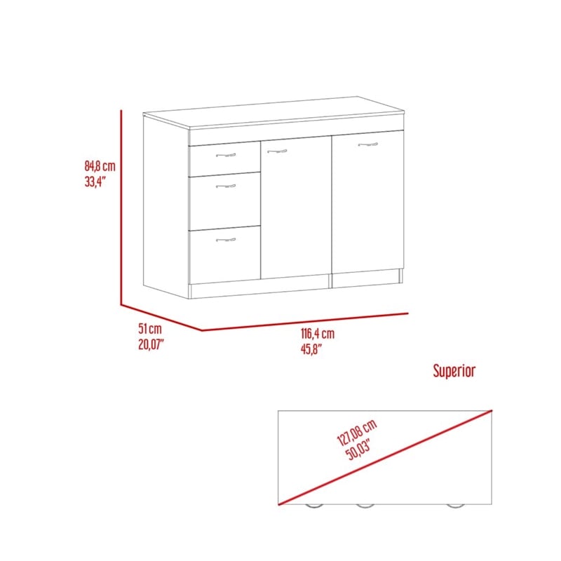 Pemberly Row Kitchen Base Cabinet 45.8in Wide in Multi-Color