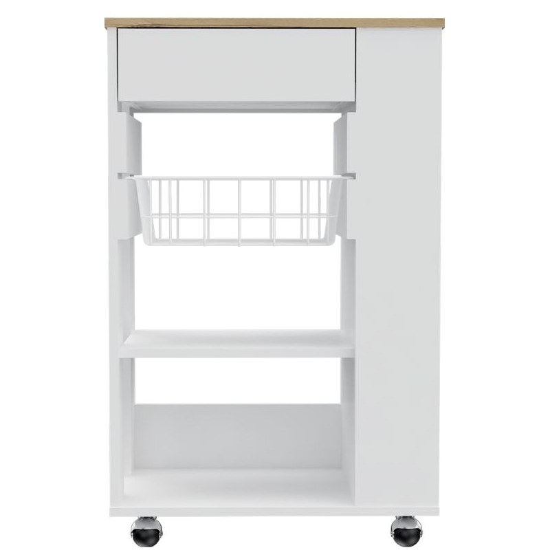 Pemberly Row Mobile Kitchen Cart with Storage 22.4in Wide in Multi-Color