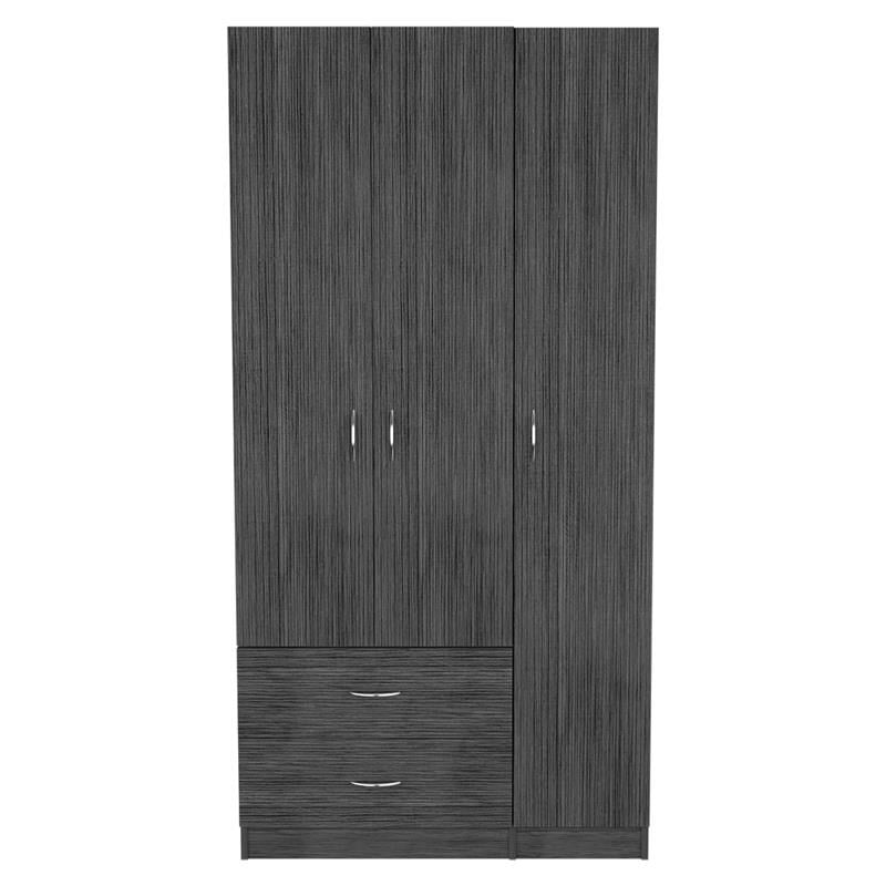Pemberly Row 3 Door Armoire 35.4in Wide with 2 Drawers in Gray