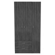 Pemberly Row 3 Door Armoire 35.4in Wide with 2 Drawers in Gray