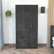 Pemberly Row 3 Door Armoire 35.4in Wide with 2 Drawers in Gray