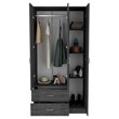 Pemberly Row 3 Door Armoire 35.4in Wide with 2 Drawers in Gray