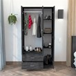 Pemberly Row 3 Door Armoire 35.4in Wide with 2 Drawers in Gray