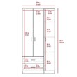 Pemberly Row 3 Door Armoire 35.4in Wide with 2 Drawers in Gray