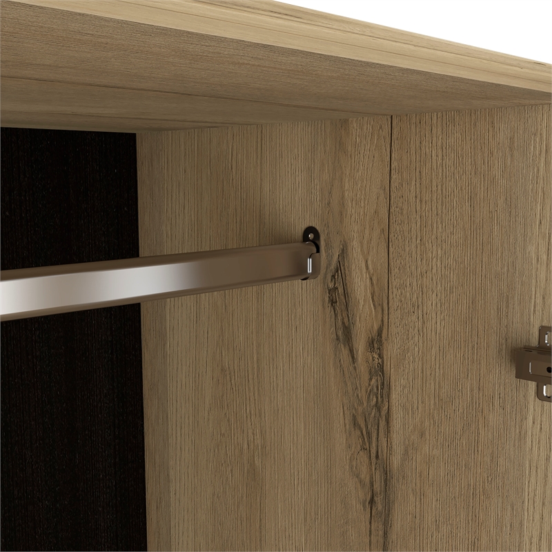 Pemberly Row 3 Door Armoire 35.4in Wide with 2 Drawers in Beige