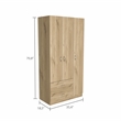 Pemberly Row 3 Door Armoire 35.4in Wide with 2 Drawers in Beige