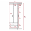 Pemberly Row 3 Door Armoire 35.4in Wide with 2 Drawers in Beige