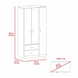 Pemberly Row 3 Door Armoire 35.4in Wide with 2 Drawers in Beige