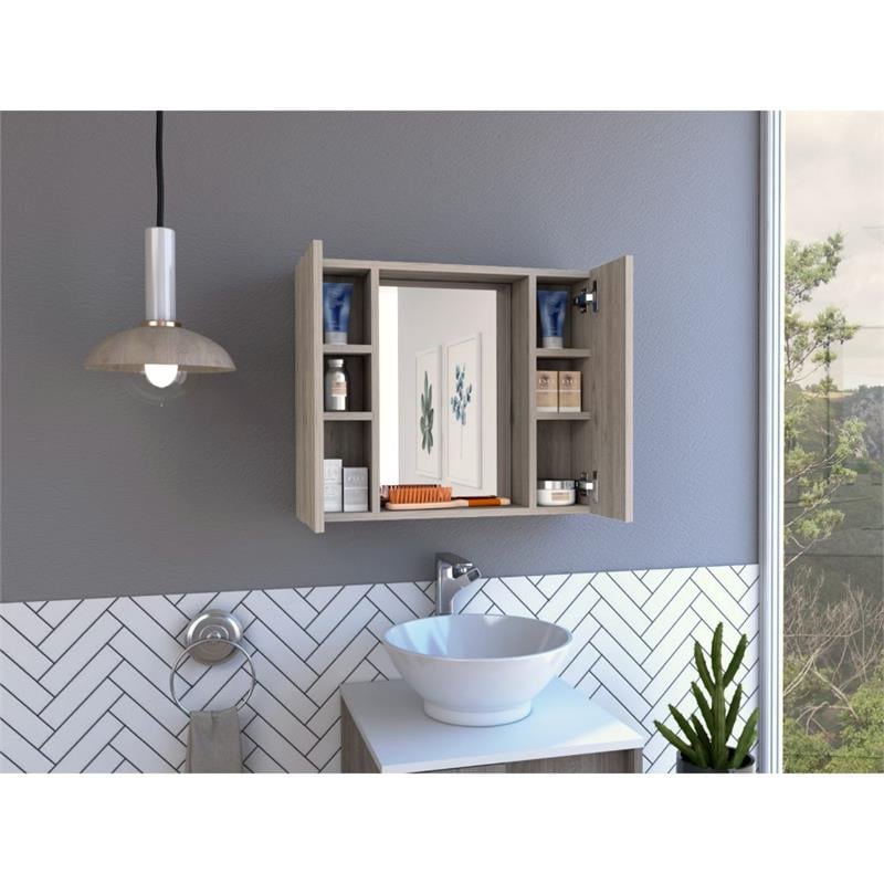 Pemberly Row Medicine Cabinet with Mirror 23.62in Wide in Gray