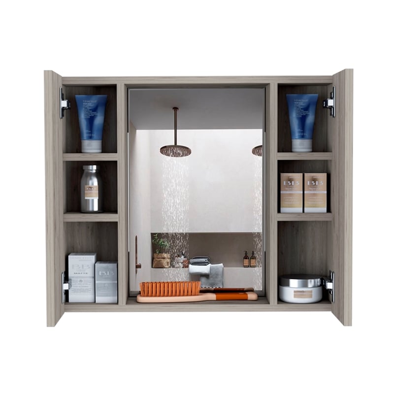 Pemberly Row Medicine Cabinet with Mirror 23.62in Wide in Gray