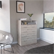 Pemberly Row 4 Drawer Dresser with Open Shelf in Light Gray and White
