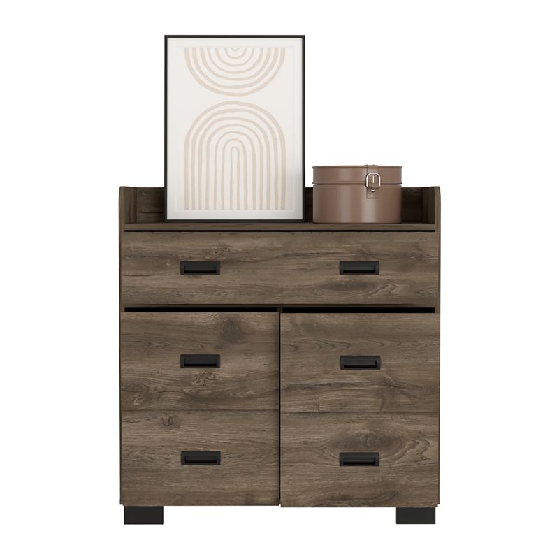 Pemberly Row 5 Drawer Rustic Dresser 33.46in Wide in Dark Brown