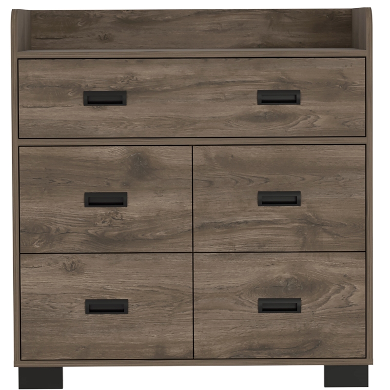 Pemberly Row 5 Drawer Rustic Dresser 33.46in Wide in Dark Brown