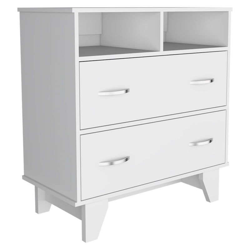 Pemberly Row 2 Drawer Bedroom Dresser with Shelves 31.5in in White