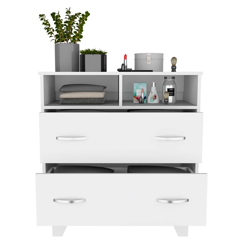 Pemberly Row 2 Drawer Bedroom Dresser with Shelves 31.5in in White