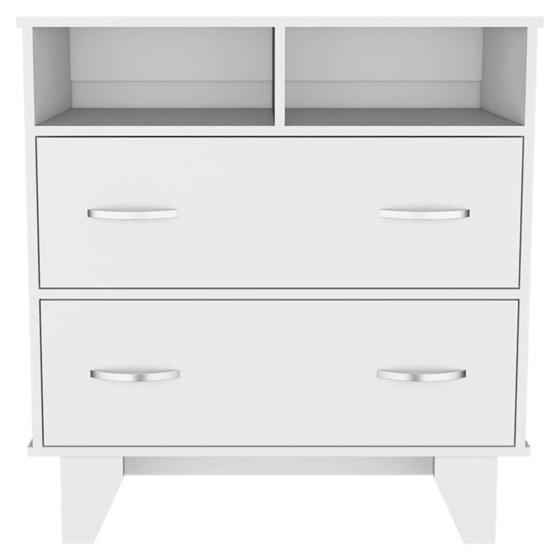 Pemberly Row 2 Drawer Bedroom Dresser with Shelves 31.5in in White