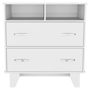 Pemberly Row 2 Drawer Bedroom Dresser with Shelves 31.5in in White