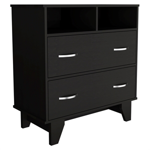 Pemberly Row 2 Drawer Bedroom Dresser with Shelves 31.5in in Black