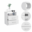 Pemberly Row Bedroom Nightstand with 2 Drawers 19.9in High in White