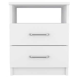 Pemberly Row Bedroom Nightstand with 2 Drawers 19.9in High in White