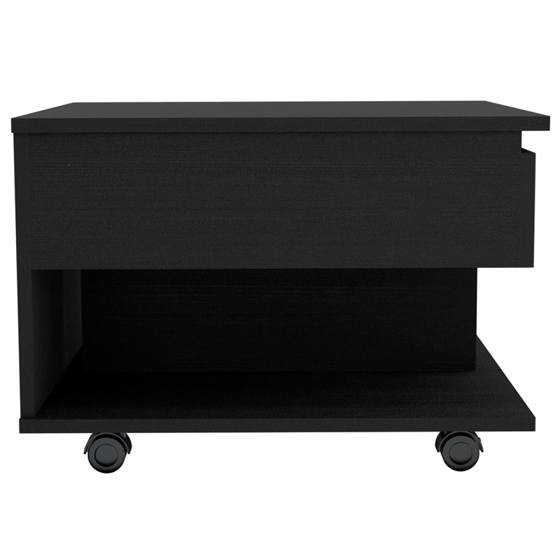 Pemberly Row Lift Top Storage Coffee Table 21.6in Wide in Black