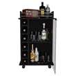 Pemberly Row Mobile Bar Cart with Glass Door Cabinet in Black
