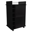 Pemberly Row Mobile Bar Cart with Glass Door Cabinet in Black