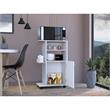 Pemberly Row Mobile Kitchen Cart with Microwave Counter in White