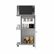 Pemberly Row Mobile Kitchen Cart with Microwave Counter in White
