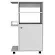 Pemberly Row Mobile Kitchen Cart with Microwave Counter in White