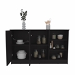 Pemberly Row Kitchen Island with Two Cabinets 59in Wide in Black