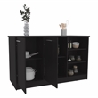 Pemberly Row Kitchen Island with Two Cabinets 59in Wide in Black