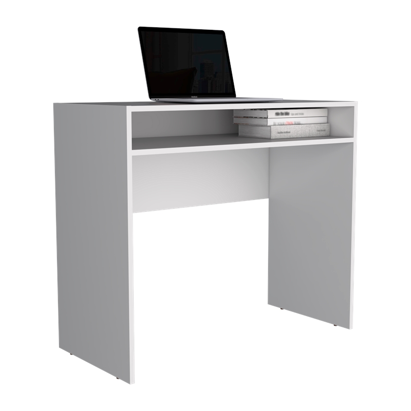 Pemberly Row 35in Floating Writing Desk with Storage in White