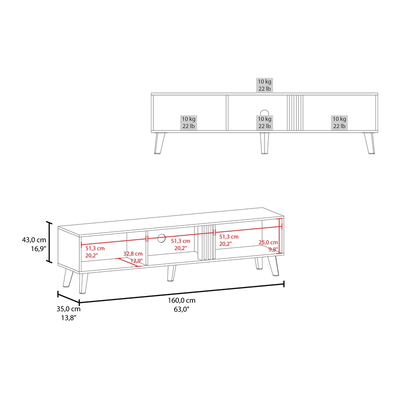 Pemberly Row 63in TV Stand for 70in TVs with Storage in Black