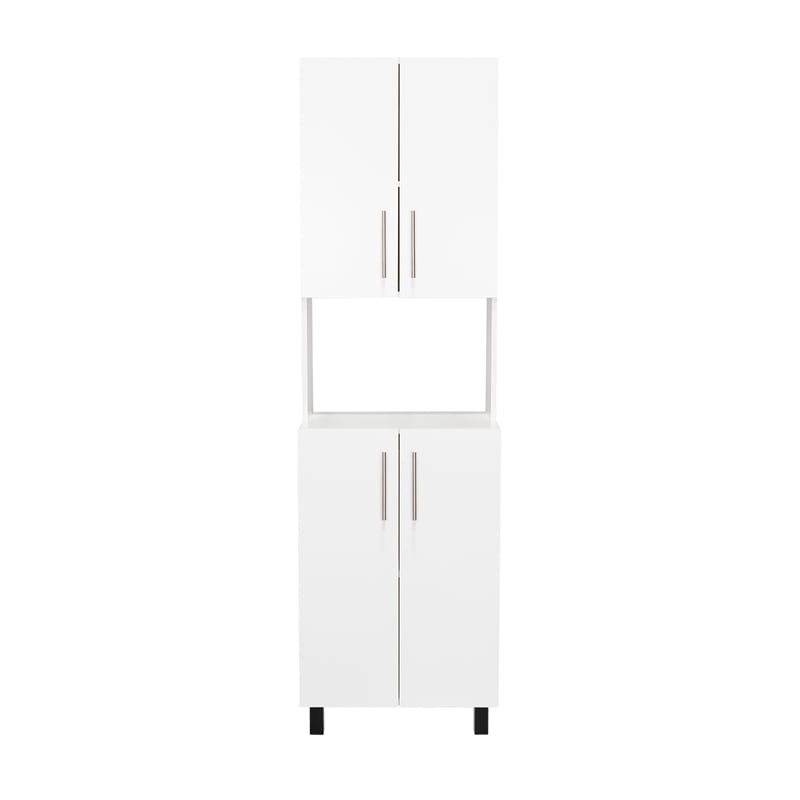 Pemberly Row 76.8in Tall Kitchen Pantry with Cabinets in White