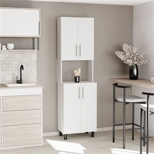 Pemberly Row 76.8in Tall Kitchen Pantry with Cabinets in White