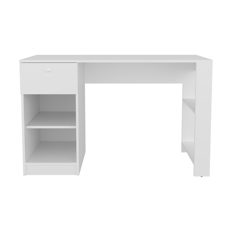 Pemberly Row One Drawer Home Desk with Shelves 47.2in in White