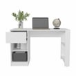 Pemberly Row One Drawer Home Desk with Shelves 47.2in in White
