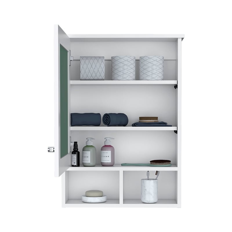 Pemberly Row Medicine Cabinet with Mirror 20.5in High in White