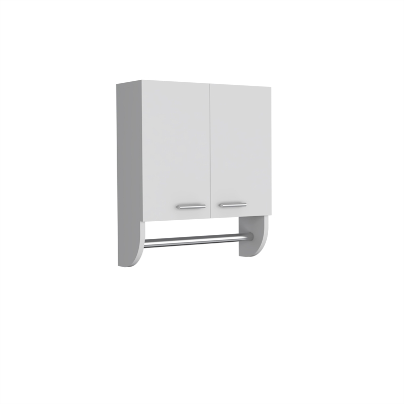 Pemberly Row Medicine Cabinet with Towel Holder 20.3in High in White