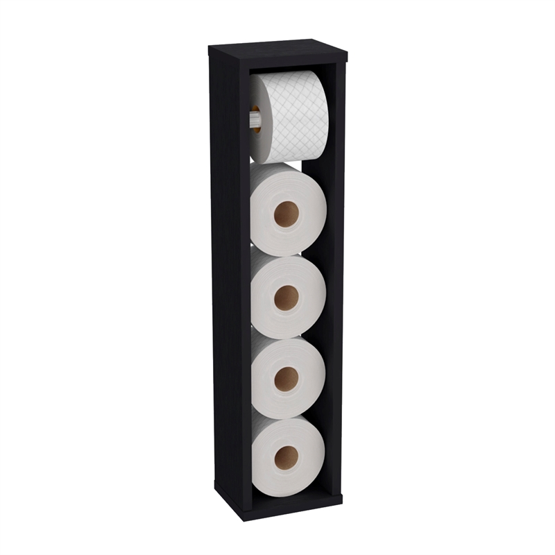 Pemberly Row Toilet Paper Holder Storage Shelf 28in High in Black
