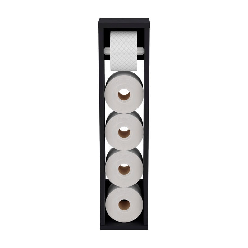 Pemberly Row Toilet Paper Holder Storage Shelf 28in High in Black