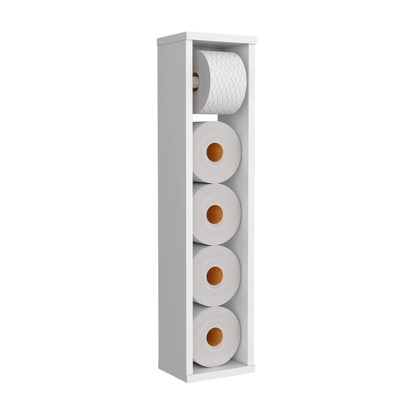Pemberly Row Toilet Paper Holder Storage Shelf 28in High in White
