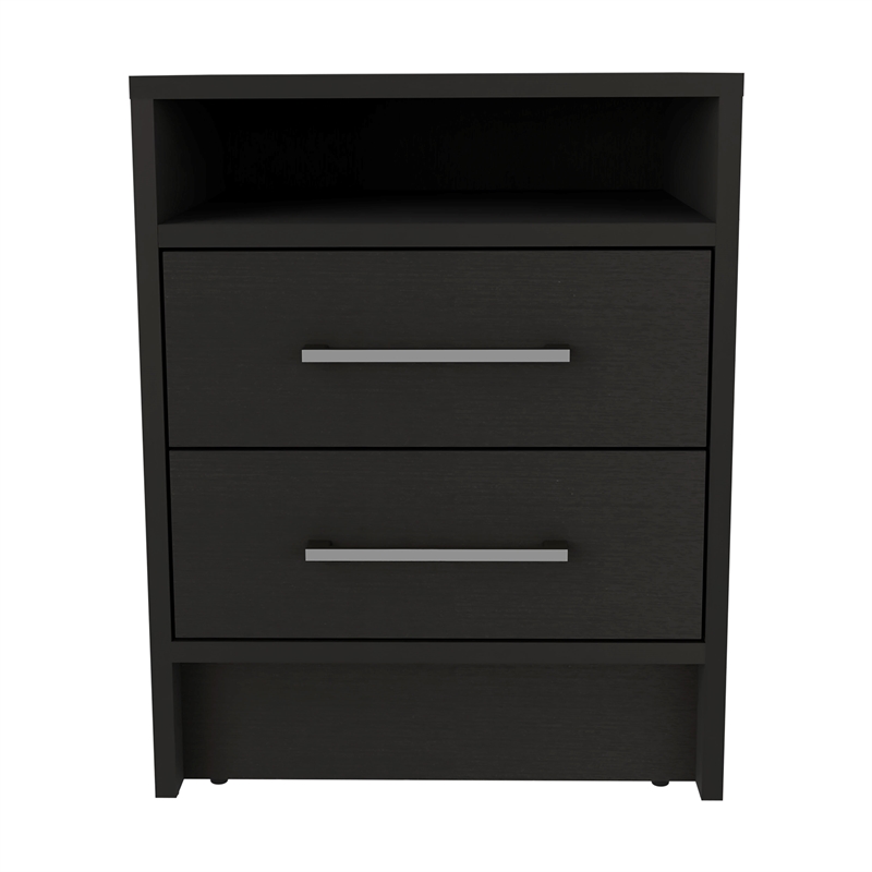 Pemberly Row Floating Nightstand with 2 Drawers 24in Wide in Black