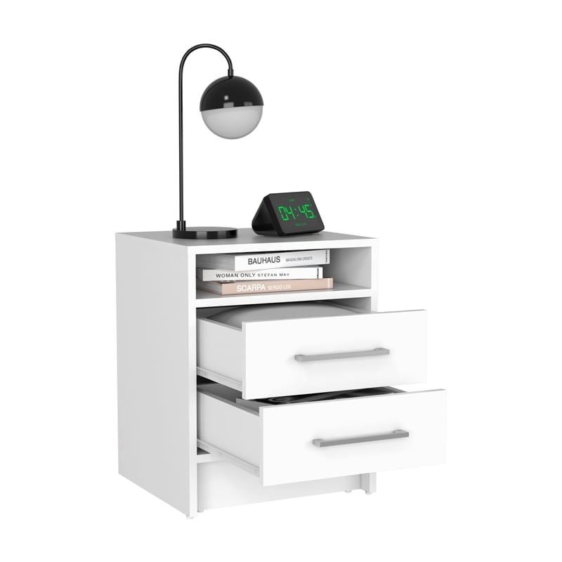 Pemberly Row Floating Nightstand with 2 Drawers 24in Wide in White