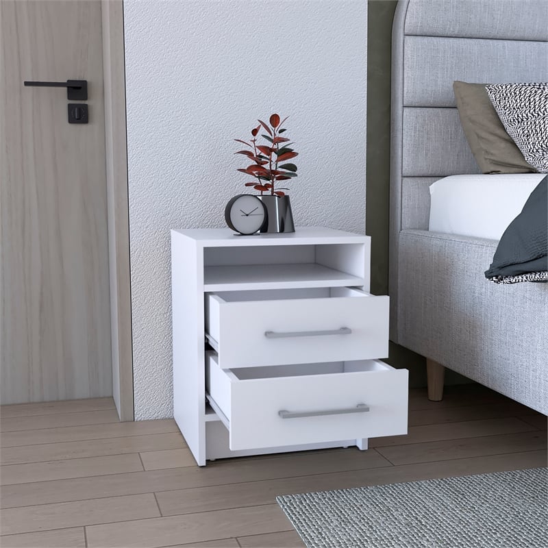 Pemberly Row Floating Nightstand with 2 Drawers 24in Wide in White