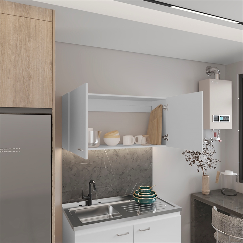 Pemberly Row Two Door Kitchen Wall Cabinet 39.3in Wide in White