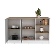 Pemberly Row Two Cabinet Kitchen Island 59in Wide in Multi-Color