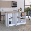 Pemberly Row Two Cabinet Kitchen Island 59in Wide in Multi-Color